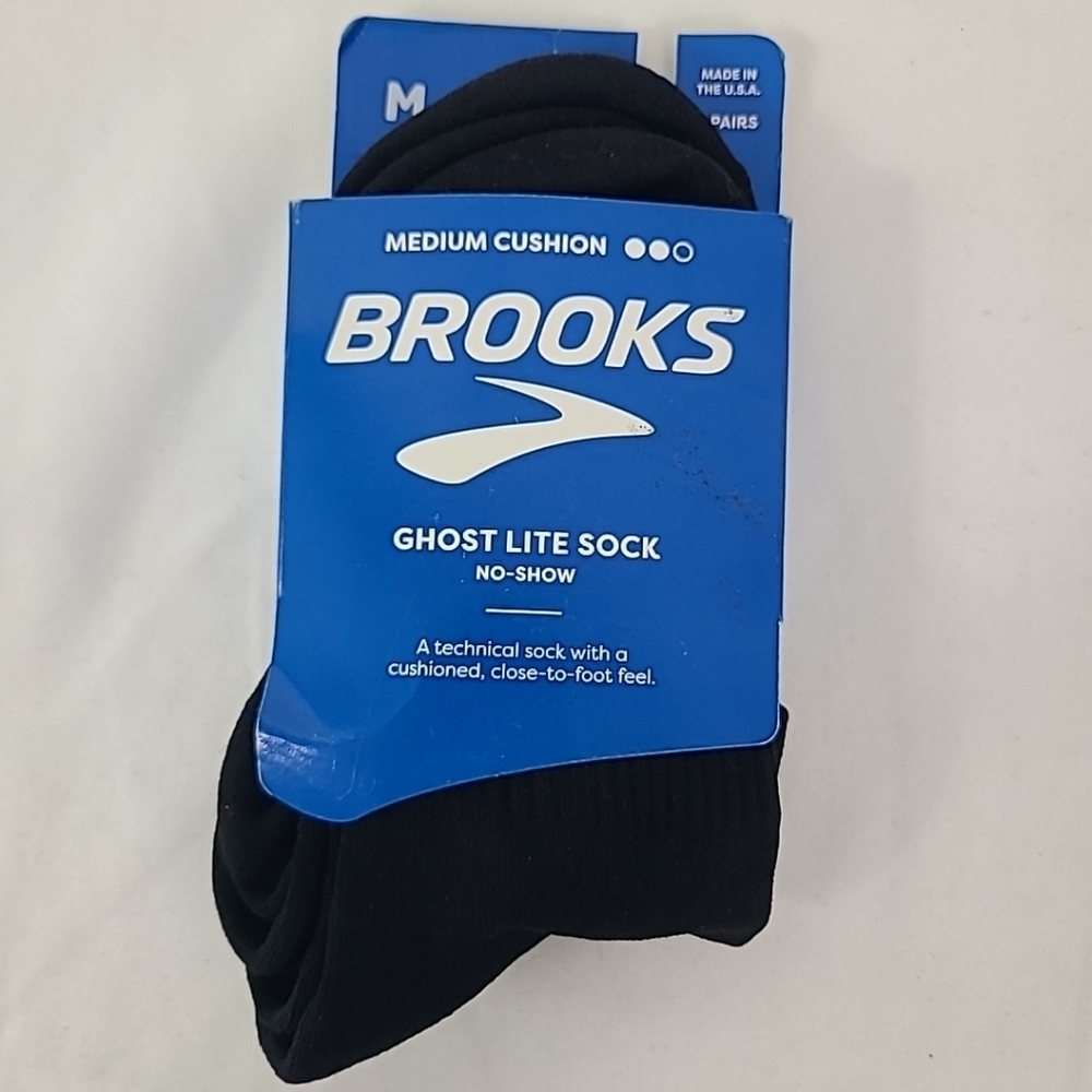 NEW Unisex Socks Brooks Ghost Lite 2-Pack Cushion Black Sz M (W7-9.5, M6-8.5)
